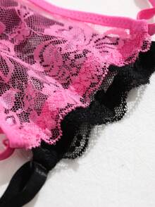 SHEIN 3pcs Elegant Sexy Solid Color Lace Thong Panties - Multicolor - View 5