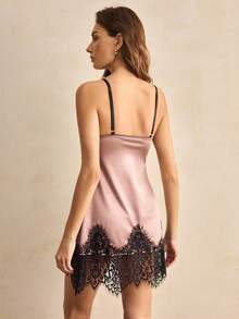 Charlaine Women's Lace Eyelash Strap Sexy Nightgown - Brown - View 2