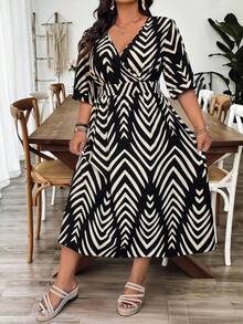 SHEIN CURVE+ Plus Size Women Elegant Casual Vacation Floral Print Dress, Spring/Summer - Multicolor - View 6