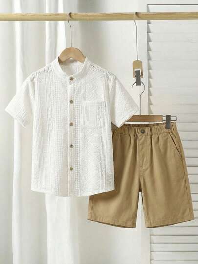 Conjunto Niño Camisa de Rayas Estilo Moderno