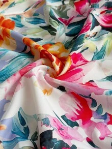Maweii Plus Size Women's New Elegant Tie-Waist Sleeveless Pleated Wide Leg Jumpsuit, Floral Print Fabric, Versatile For Resort, Beach, Spring/Summer Fall - Multicolor - View 6