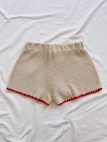 Pantalones cortos de punto con cordón en la cintura y estampado de estrella de mar, adecuados para vacaciones - Multicolor - Ver 3