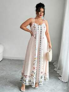 SHEIN Tall CURVE Plus Size Women's Floral Print Romantic Casual Everyday Commute Versatile Dress, Suitable For Spring And Summer - Multicolor - View 4