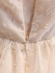 Abito midi casual in jacquard rosa per ragazze adolescenti, eleganti abiti da damigella d'onore bianchi per feste estive per ragazze, abiti eleganti beige per uso all'aperto - Albicocca - Visualizzare 6