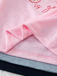 SHEIN 6件套女婴幼儿新生儿0-3岁春夏新款可爱兔子纯色条纹T恤短裤套装 - 彩色 - 查看 6