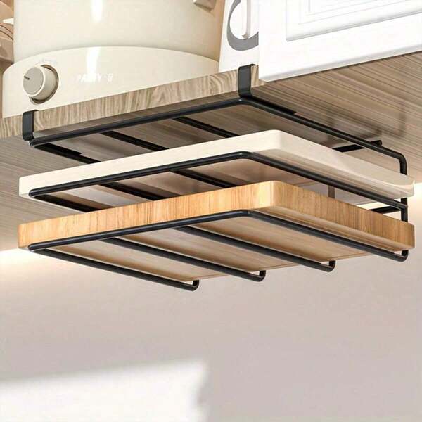 1-Piece Storage Rack, Multifunctional Double-Layer Cutting Board Rack, Non Perforated Stainless Steel Hanging Storage Cabinet, Suitable For Kitchen And Dining Rooms, Kitchen Storage And Organizing Supplies, Kitchen Accessories