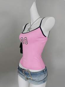 Lalippa 女士休闲数字印花吊带衫 - 彩色 - 查看 3