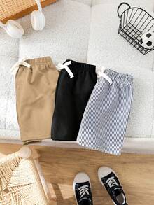 SHEIN 3件装男童短裤 - 卡其色 - 查看 2