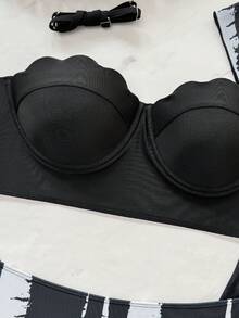 Swim Lushoire Bộ bikini gợi cảm nhuộm màu tie-dye mùa hè dành cho nữ, kèm áo khoác kimono. - màu đen - Xem 6