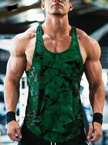 GymBeat 男士扎染印花运动背心 - 綠色 - 查看 4
