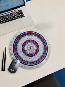 Moroccan Tassel Coaster Bohemian Round Heat Resistant Mat Handwoven Non Slip Small Mouse Pad Placemat Style Home Desk Decor - Multicolor - View 5