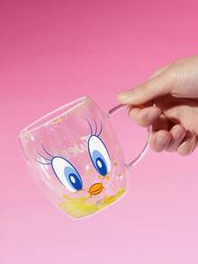LOONEY TUNES X SHEIN 1个 8.8盎司/260毫升 卡通图案硼硅酸盐双层玻璃马克杯，咖啡杯，耐冷耐热，适用于牛奶、果汁、咖啡、苏打水等，趣味十足，唇印图案，光泽亮丽，礼品之选，派对、节日、情人节适用 - 無色 - 查看 7