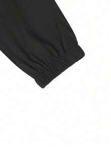 Manfinity Homme Quần Cargo vải chéo in chữ dành cho nam có gấu quần bo thun, dành cho mùa thu - màu đen - Xem 7