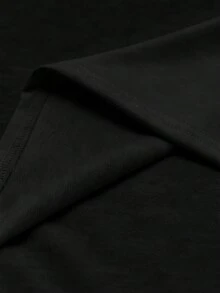 STYNVO 男士黑色大尺寸夏季城市度假街頭風純色休閒簡約方正版寬鬆基本款T恤 - 黑色 - 查看 6