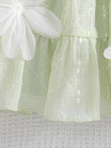 SHEIN Vintaside Kids Baby Girl Cute Bow Strap Dress, Summer - Green - View 8