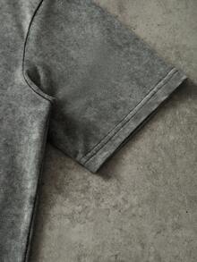 Manfinity Roghcode Men's Casual Washed T-Shirt And Shorts Set, Summer - Grey - View 5