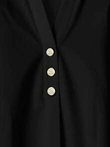 Rusticease 2pcs/Set Women's Black Cuffed Sleeve Blouse + Bohemian Apricot Print Pants - Elegant Style Spring/Summer Outfit For Tropical Island Wedding, Anniversary, Bridesmaid Party, Date Night, Wedding G - Khaki - View 5