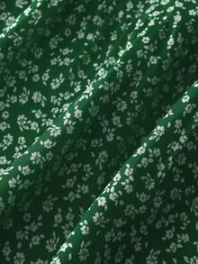 Franclia Plus Size 2-Piece Set: Ribbed Knit Sleeveless Tank Top And Ditsy Floral Mini Skirt - Green - View 4
