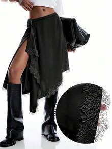 LYSMO 2026新款极简黑色半身裙，春夏时尚沙滩度假装 - 黑色 - 查看 3