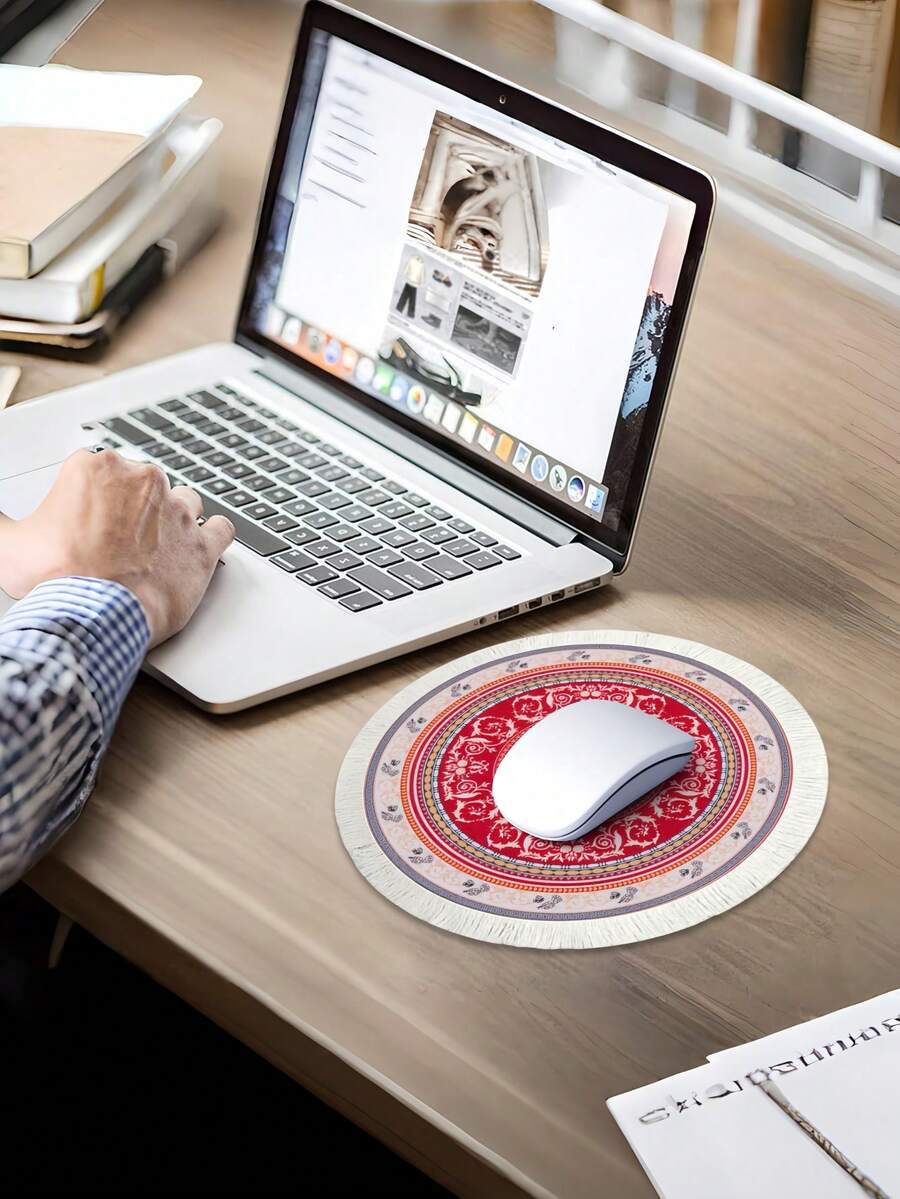 Moroccan Tassel Coaster Bohemian Round Heat Resistant Mat Handwoven Non Slip Small Mouse Pad Placemat Style Home Desk Decor - Multicolor - View 1