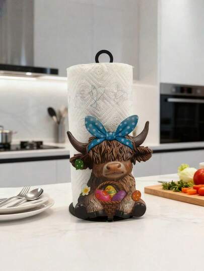 Giá đựng khăn giấy hình bò tót vùng cao bằng gang đúc, cao 32 cm - Không cần khoan, lắp đặt nổi, thích hợp trang trí ngày lễ, nhà bếp, phòng tắm và các bữa tiệc. Với cấu trúc sắt chắc chắn, sản phẩm lý tưởng cho các sự kiện kỷ niệm và làm quà tặng.