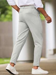 Manfinity Homme 男士休闲纯色修身口袋裤 - 淺灰色 - 查看 2