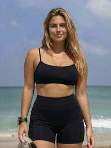 Swim SPRTY Women's Black Bikini Bottom, Plus Size Swimwear For Beach Vacation, Spring/Summer - Black - View 4
