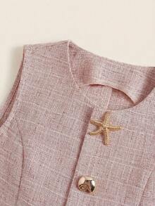 Ellevyn Star & Seashell Asymmetrical Sleeveless Top And Pants Set - Red and White - View 5