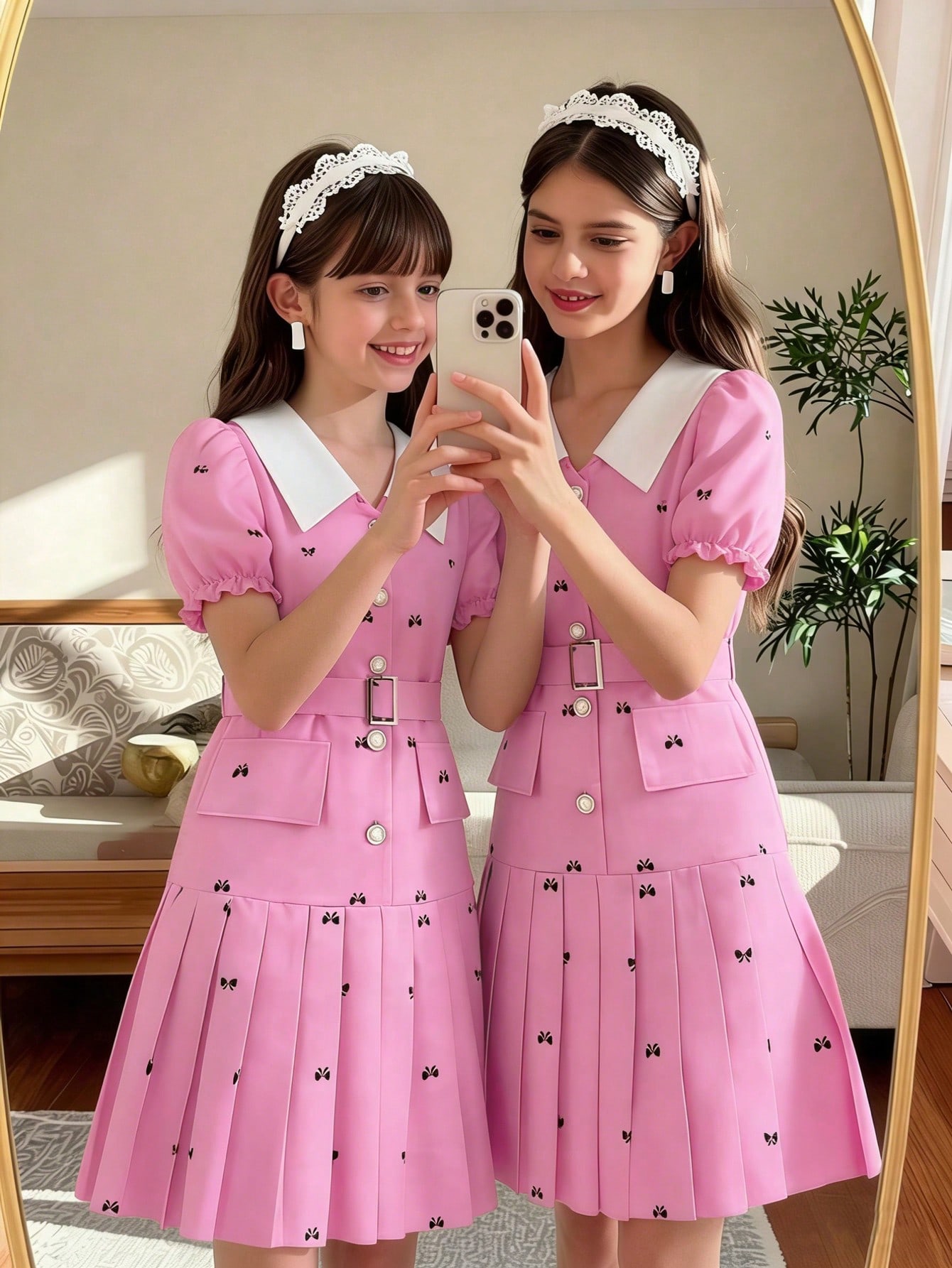 SHEIN ChillGRL فستان أنيق بياقة وأكمام منفوخة مزين...