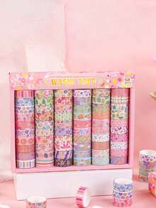 New 60 Roll Hot Stamping And Paper Tape Set For Hand Account Book, Retro DIY Hand Account Material Decoration Sticker Gift Box, Cute Hand Account Book For Girls, Birthday Gift For Girls, Commemorative Gift - color - View 6