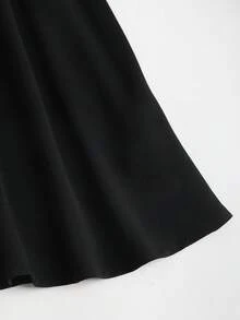 Sweetra Women's Square Neck Cinched Waist Short Dress - Black - View 6