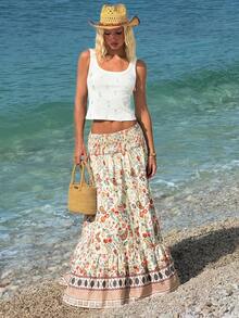 INAWLY Women's Casual Paisley Print Skirt - Multicolor - View 4