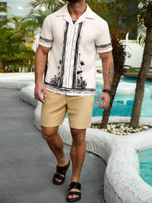 VIVINTIMO 黑色棕榈树印花短袖衬衫 - 黑色 - 查看 6