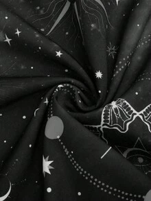 Sweetra Plus Size Dark Starry Sky Print Pinafore Dress - Multicolor - View 3