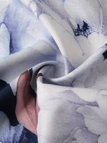 Ellevyn 女士碎花V领短袖中长连衣裙 蓝色连衣裙 伴娘礼服 优雅派对连衣裙 夏季女装 优雅连衣裙 夏季女士婚礼宾客宽松腰带蓝色碎花长裙 女士腰带连衣裙 女士夏季穿搭 流行穿搭 女士碎花连衣裙 女士夏季连衣裙 - 藍色 - 查看 3