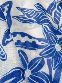 Swim Vcay 3pcs Printed Tankini Swimsuit Set With Push Up Underwire - Blue - View 8