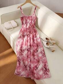 GlowEve Non-Positioning Printed Camisole Waist A-Line Printed Elegant Romantic Delicate Women Dress - Multicolor - View 2