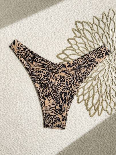 Swim Vcay 女士夏季沙滩豹纹斑马纹比基尼泳裤