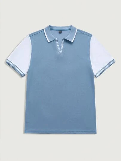 Courvante 男士休闲商务撞色短袖Polo衫，夏季，男士蓝白夏季款，蓝白夏季Polo衫