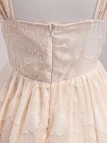 Abito midi casual in jacquard rosa per ragazze adolescenti, eleganti abiti da damigella d'onore bianchi per feste estive per ragazze, abiti eleganti beige per uso all'aperto - Albicocca - Visualizzare 8