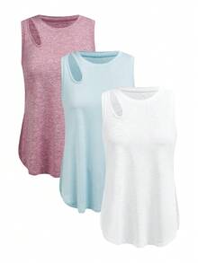 Powerista 女士圆领镂空设计休闲健身运动背心 - 彩色 - 查看 12