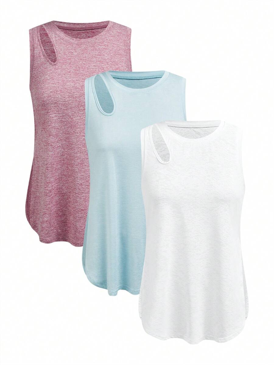 Powerista 女士圆领镂空设计休闲健身运动背心 - 彩色 - 查看 1