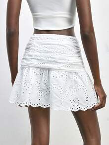 Maija Chân váy nữ kiểu dáng thường ngày, màu trơn, cạp thấp, xếp ly, thích hợp cho kỳ nghỉ hè, hiệu Schiffy. - trắng - Xem 3