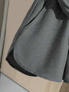 Tween Girls Summer Y2k Back-To-School Vacation T-Shirt Set,Light Grey Raglan Loose Short Sleeve Bear Print Pattern,Casual Minimalist,Spring & Summer - Light Grey - View 3