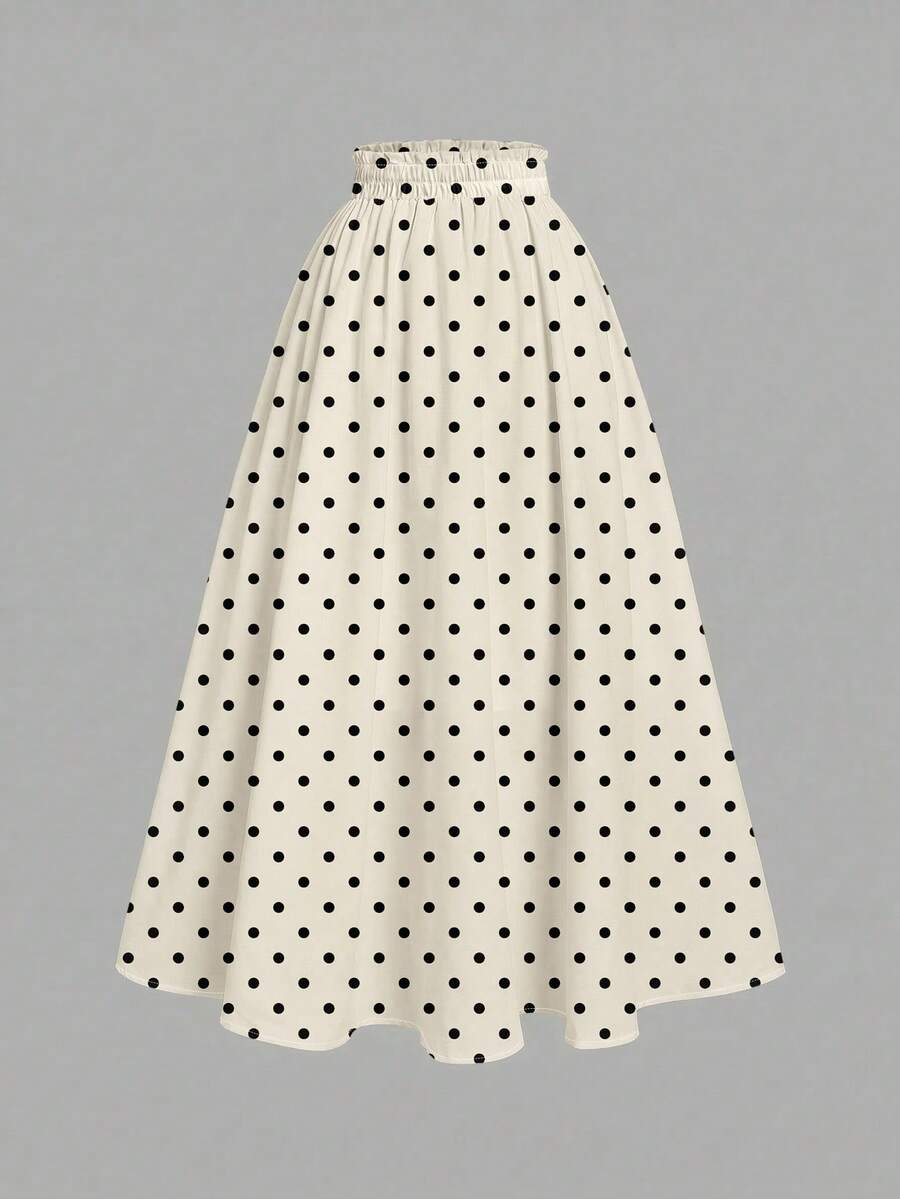 SHEIN MOD 女士复古波点印花半身裙，适合度假、街头、机场、海滩、时尚休闲和通勤穿着。 - 彩色 - 查看 1