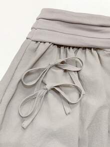 Rina Fox Y2K Style Bubble Floral Mini Skirt With Bow Tie Straps - Grey - View 5