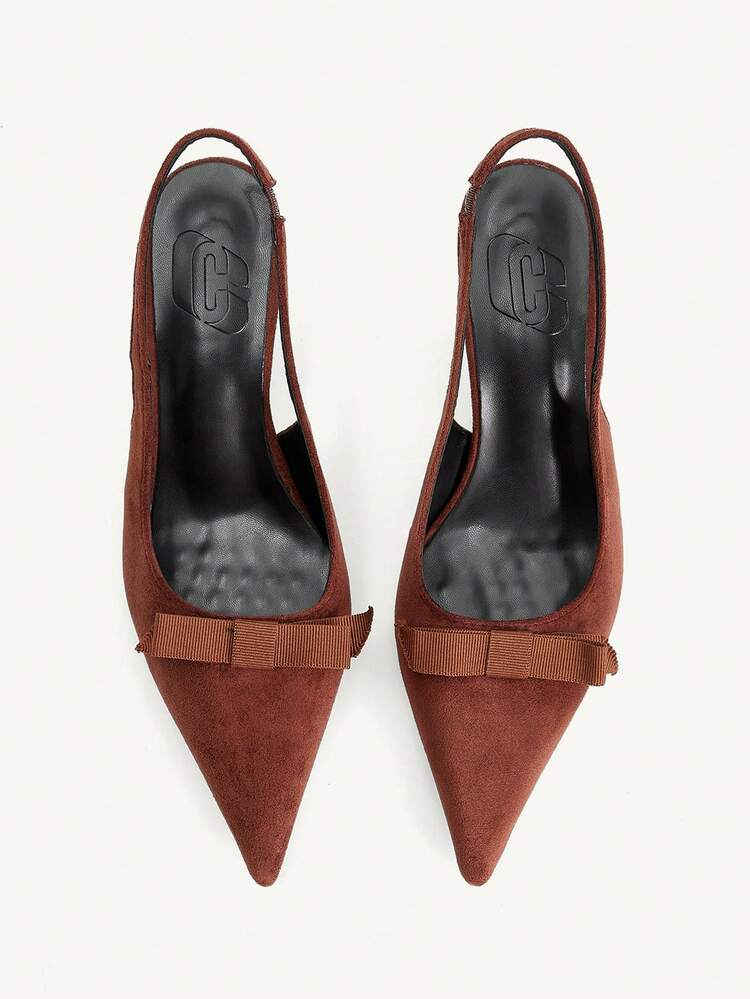 CUCCOO CHICEST Women Shoes Summer And Summer Pointed Toe Coarse Heel Middle Heel Elegant Suede Solid Color Commuter Dating 6.5cm Women's High Heel Shoes Comfortable Bow Decorative Dew Heel Design Daily Wear Essential Single Item Versatile New Summer Shoes Wedding Shoes Bride Shoes