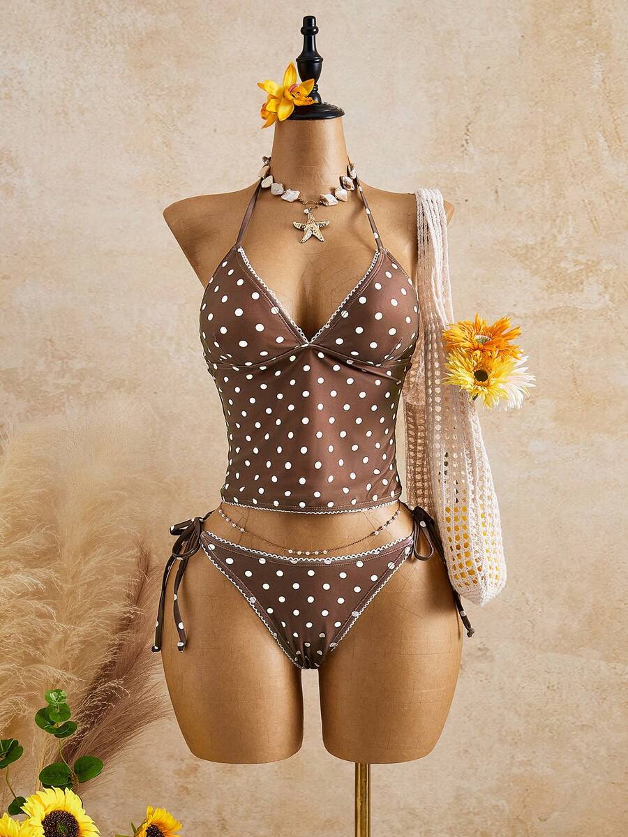 Swim Mod Sweet Cherry Plaid Bikini Set - Multicolor - View 1