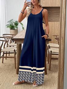 EMERY ROSE 百搭休闲波浪纹波西米亚风优雅时尚女式连体裤，适合外出、旅行、度假、海滩、嘉年华等场合。 - 彩色 - 查看 3