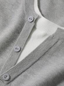 DAZY Camiseta de punto de manga corta gris 2 en 1 para hombre, de verano - Gris - Ver 6